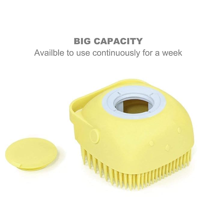 PIRU Body Scrubber with Soap Dispenser Brush, Silicone Exfoliating Brushes, Soft Body Exfoliator, Bath Loofah for Babies, Kids, Women, Men and Pets (YELLOW) - Image 3