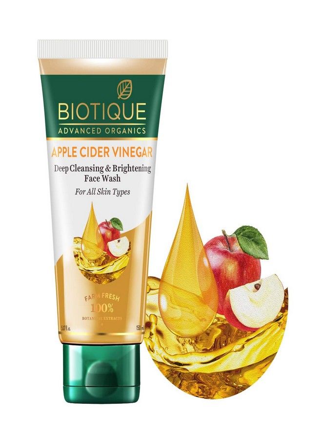 Biotique Biotique Apple Cider Vinegar Deep Cleansing Face Wash for All Skin Types, 150ml | Deep Cleansing & Exfoliation | 100% Botanical Extracts - Image 2