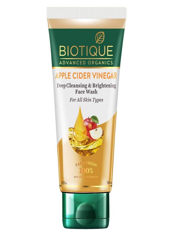 Biotique Biotique Apple Cider Vinegar Deep Cleansing Face Wash for All Skin Types, 150ml | Deep Cleansing & Exfoliation | 100% Botanical Extracts - Image 1
