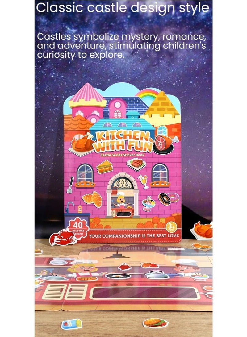 3-Pack Portable Jelly Quiet Books for Toddlers 3-6,Enlightenment Puzzle Cognitive Paste Book，Reusable Stickers, Quiet Busy Book Preschool Learning Activities Travel Toys for Girls Boys Ages 3-6, Kitchen, Vehicles & Sports Themes - Image 5