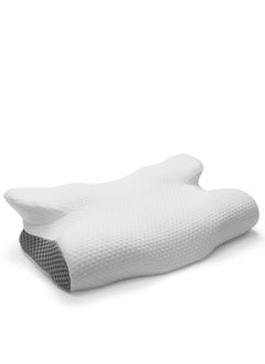 Neck Support Pillow for Sleep - Contour Memory Foam Pillow for Side Back, and Stomach Sleepers - Ergonomic Cervical Pillow with Machine Washable Pillowcase 60x36x15/12CM