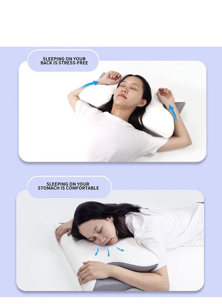 Generic - Neck Support Pillow for Sleep - Contour Memory Foam Pillow for Side Back, and Stomach Sleepers - Ergonomic Cervical Pillow with Machine Washable Pillowcase 60x36x15/12CM - Image 1