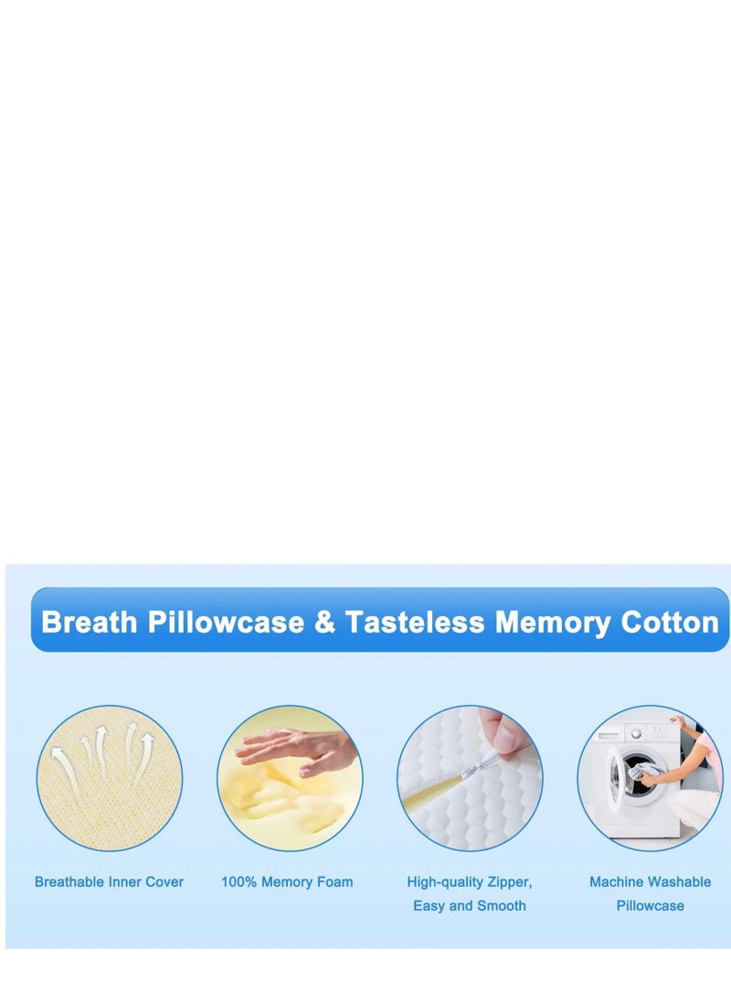 Generic - Neck Support Pillow for Sleep - Contour Memory Foam Pillow for Side Back, and Stomach Sleepers - Ergonomic Cervical Pillow with Machine Washable Pillowcase 60x36x15/12CM - Image 1