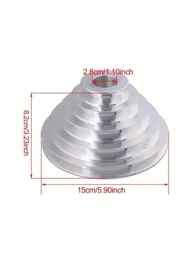 Silvery Aluminum 5 Layer Pagoda Pulley 28mm Keyway 4mm 5 Speed Vibration Dampening - Image 3