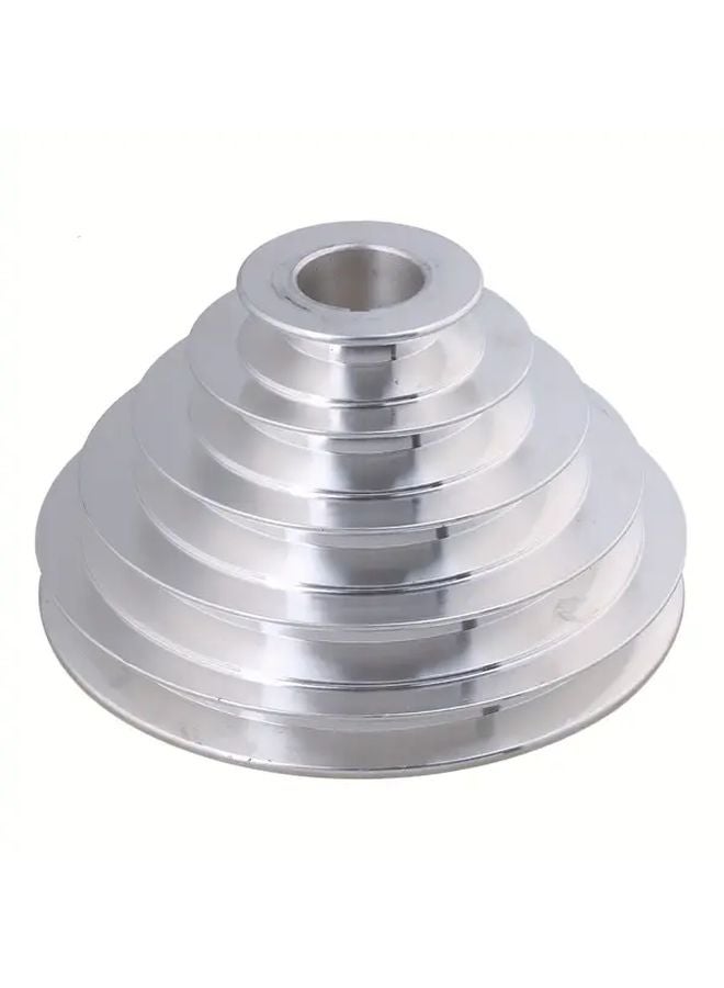 Silvery Aluminum 5 Layer Pagoda Pulley 28mm Keyway 4mm 5 Speed Vibration Dampening - Image 2