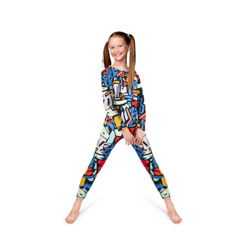 Rocky Thermal Underwear Kids Girls Thermal Underwear Set Long Johns kid Thermals Kid Base Layer kids thermals top bottom set, Geometric Design, Medium, Standard-185 GSM, THERMALS SET - Image 1