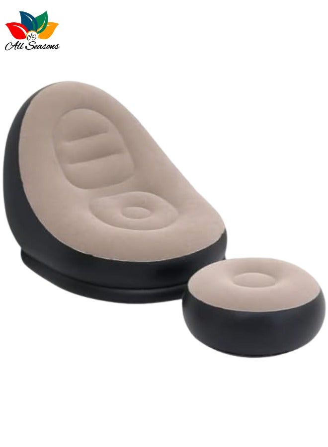 Generic Inflatable Lounge Chair with Footrest – 98x116x83cm Air Couch, 31x62cm Footrest, Lazy Furniture for Gaming, Reading, Movies, Camping, Outdoor Travel & Picnic – Assorted Colors  - Image 1