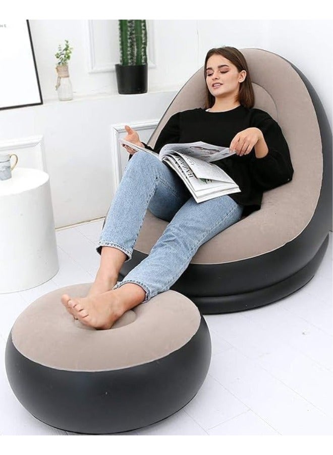 Generic Inflatable Lounge Chair with Footrest – 98x116x83cm Air Couch, 31x62cm Footrest, Lazy Furniture for Gaming, Reading, Movies, Camping, Outdoor Travel & Picnic – Assorted Colors  - Image 2