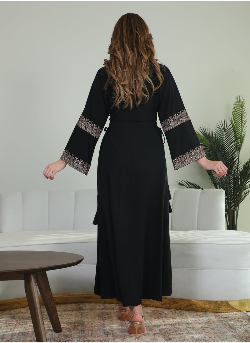 Bint Al Bilad Bint Al Bilad Women's Summer Long Luxury Jalabiya | Full-Length Kaftan Dress for Ramadan, Eid Ul Fitr, Wedding, Special Occasions | Embroidered Saudi Abaya | Modest Islamic Clothing  - Image 3