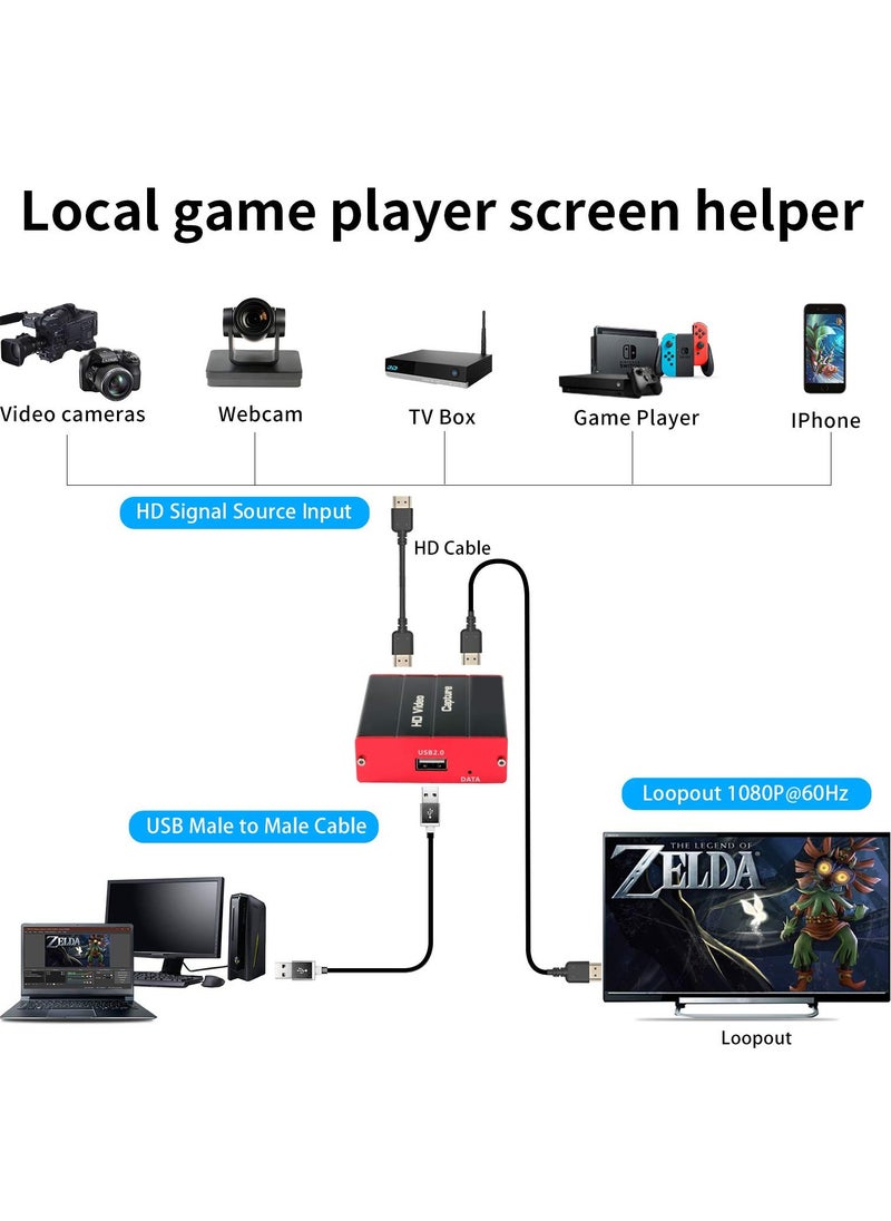 Generic - USB 3.0 HDMI Game Capture Card for Streaming and Recording, 4K HDMI Pass-Through, Compatible with PS5/PS4/Xbox/Camera/DSLR, Low Latency, Supports Windows and Mac. - Image 1