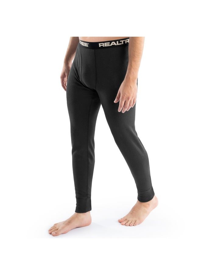 Realtree Men's Heavyweight Cotton Polyester Thermal Long Johns Underwear Bottom, Black, X-Large - Image 4