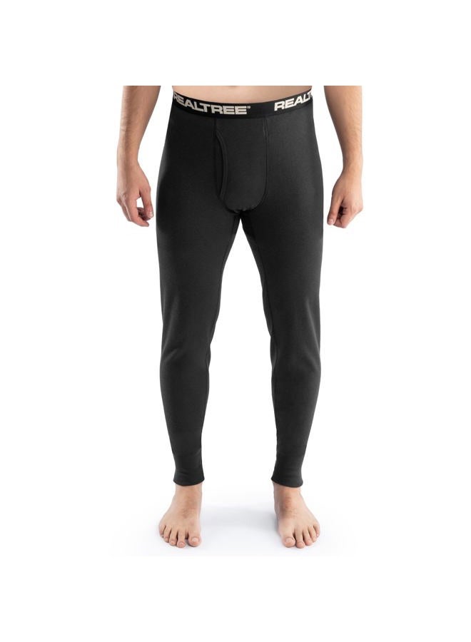 Realtree Men's Heavyweight Cotton Polyester Thermal Long Johns Underwear Bottom, Black, X-Large - Image 1