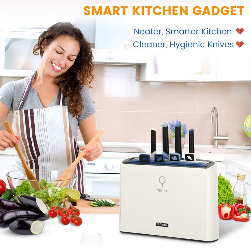 Etespie Smart Cutting Board and Knife Set,Self Cleaning Cutting Board and Knife Set with 4 Stainless Steel Knives,4 Color Coded Cutting Boards - Image 2