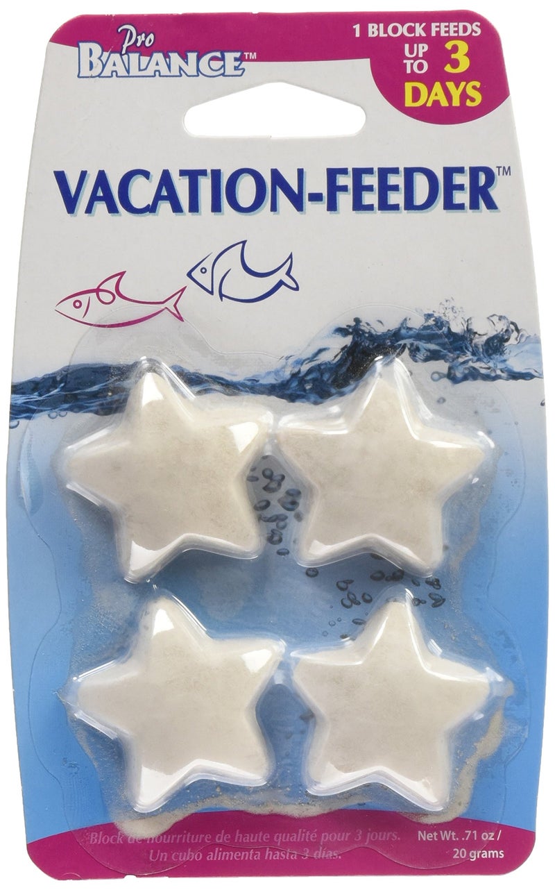 Penn Plax Penn-Plax Pro Balance Vacation Fish Feeder â€“ Slow Release Food Thatâ€™s Great for Weekend Vacays: 1 Block Feeds up to 3 Days â€“ 4 Starfish Shape Blocks (1 Package) (PBV3)