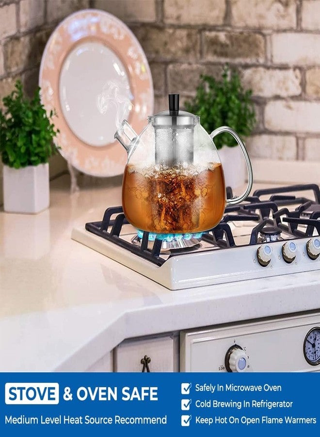 ecooe 67oz XL Large Glass Teapot with Infuser Stovetop Safe, Tea Pots for Loose Tea Glass, Glass Tea Kettle for Stove Top, Clear Teapot with Strainer for Loose Tea (2000 ml) - Image 3