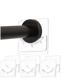 KASTWAVE 6 Piece Adhesive Shower Curtain Rod Holder, Adhesive Wall Mounted Shower Rods Holder Drill-Free Install, Adhesive Rod Mount Retainer, No Drilling, Not Include Shower Curtain Rod  - Image 1