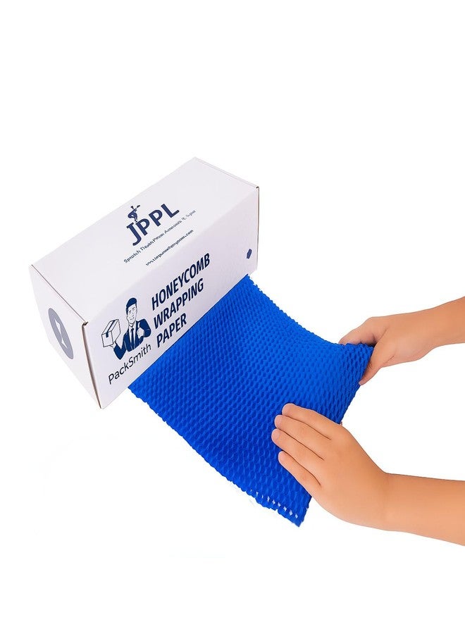 JPPL paper honeycomb roll | Expands hex to 16 meter | Plastic alternative | Packaging & shipping supplies bubble wrap roll| (390mm / 16 inch x10 meter) (Blue) - Image 1