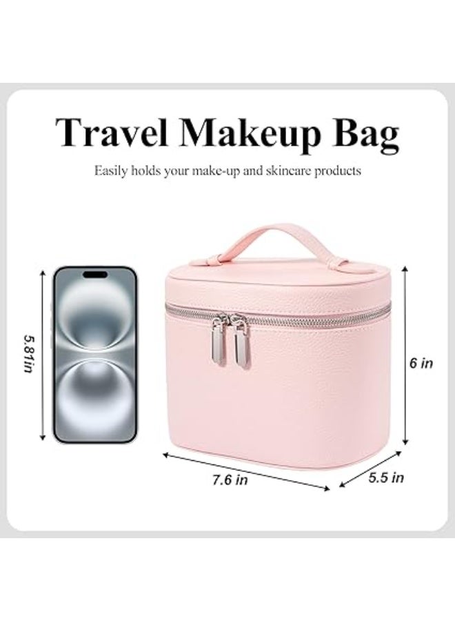 Makeup Bag Travel Makeup Bag with Compartments and Handle Portable Toiletry Bag for Women - Image 2