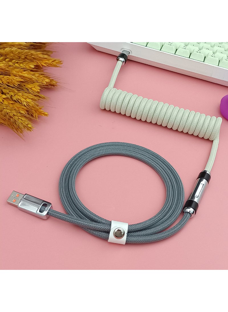 Generic 8K Magnetic Axis Mechanical Keyboard USB-C Data Cable White and gray spring + silver linear multi-function Aviation plug wire 