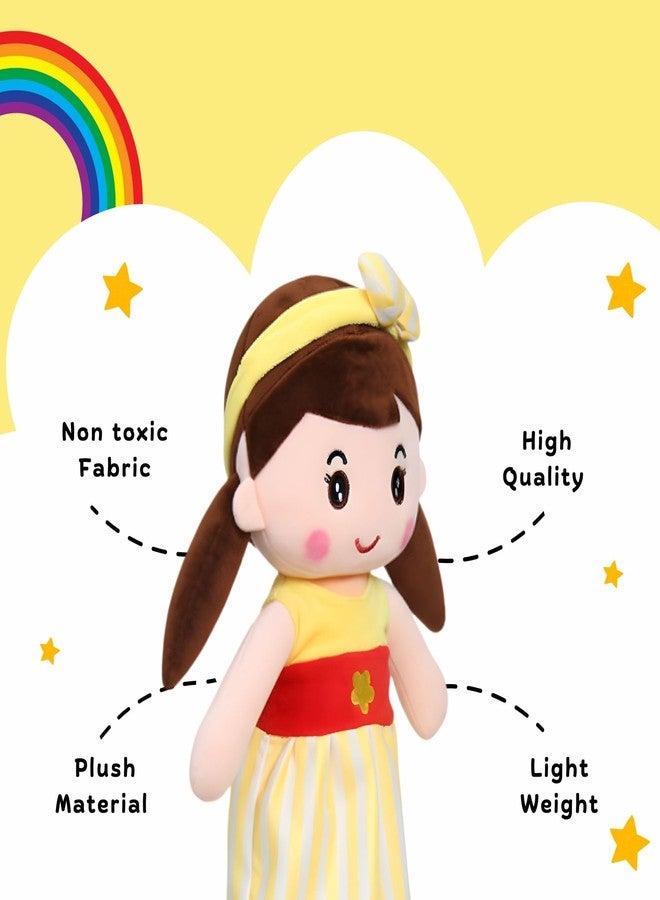 MABLE Soft Doll for Girls | Cute Plush Baby Doll Toy with Colourful Hairband | Huggable Stuffed Doll Gift for Kids, Girls, Toddlers & Babies Age 3 to 5 Years (80CM Yellow) - Image 3