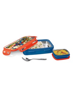 Milton MILTON Steely Prime Insulated Inner Stainless Steel Big Tiffin Box, 500 ml, with Inner Container, 100 ml and Spoon, Blue | Food Grade | Easy to Carry | Easy to Clean | Leak Proof | School Lunch Box  - Image 1
