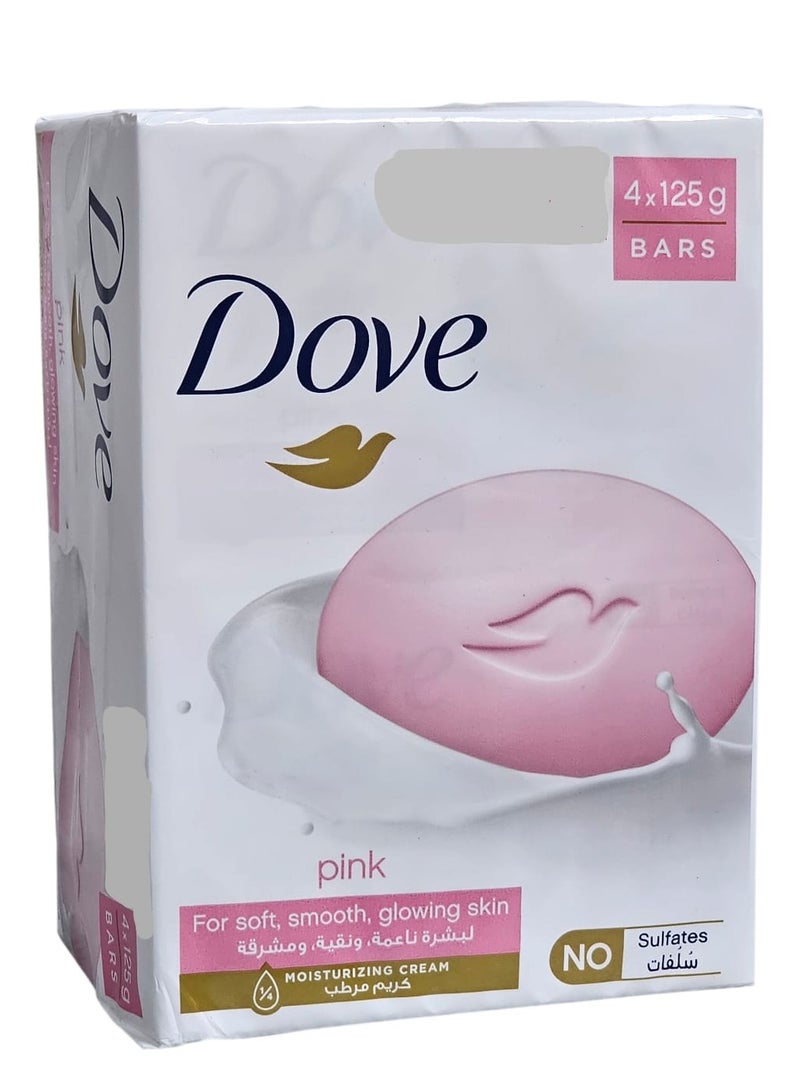 دوف صابون دوف الوردي 125جم لبشرة ناعمة ونقية ومشرقة 4 قطع
