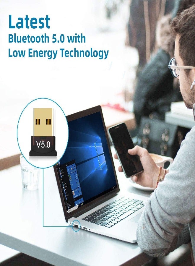 USB 5.0 Bluetooth Wireless Adapter for PC, Laptop, Mouse, Keyboard, Printers, Headphones, Speakers - Black  - Image 4