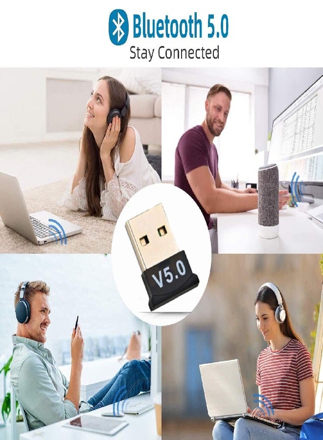 USB 5.0 Bluetooth Wireless Adapter for PC, Laptop, Mouse, Keyboard, Printers, Headphones, Speakers - Black  - Image 5