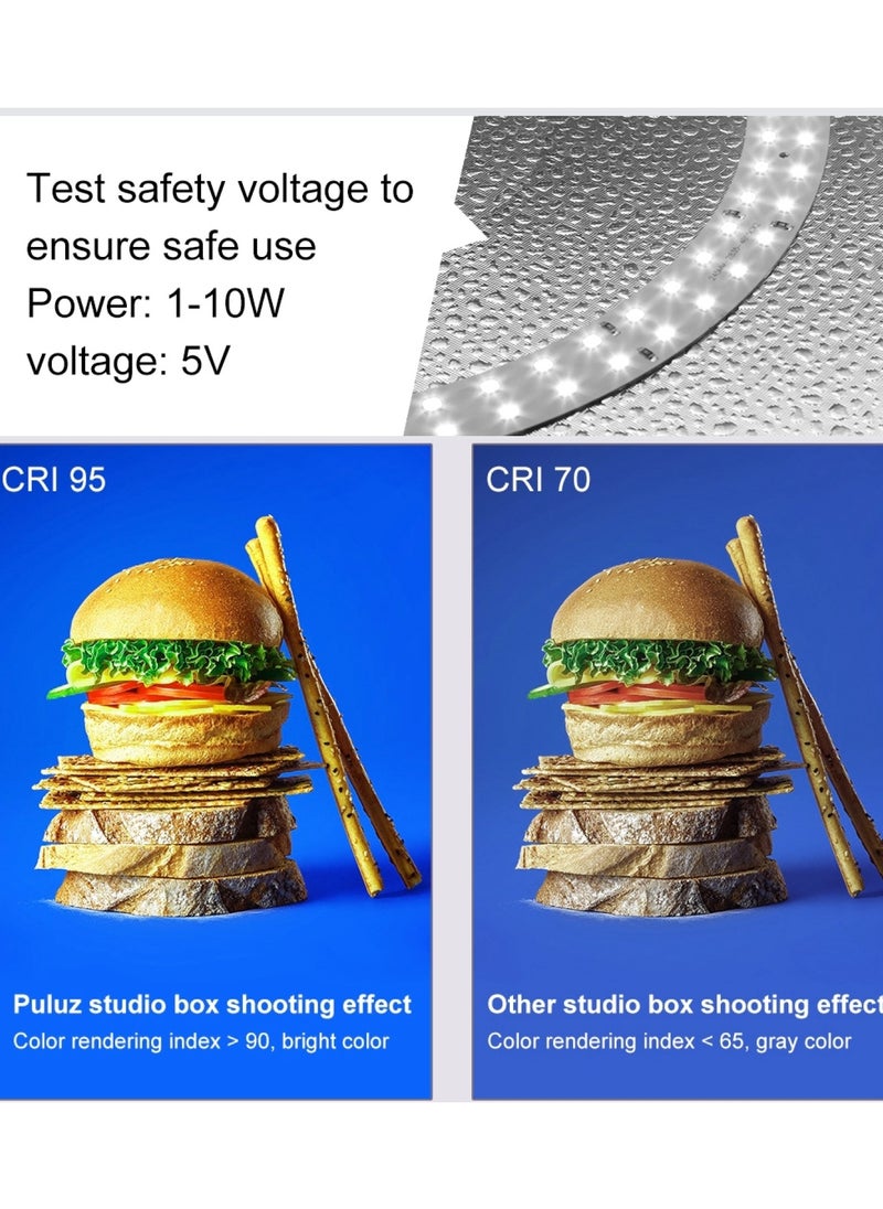 بولوز صندوق استوديو الصور مقاس 9.8 بوصة/25 سم، صندوق إضاءة صغير قابل للطي LED حلقة ضوء محمولة لاستوديو التصوير الفوتوغرافي مجموعة صندوق خيمة للتصوير الفوتوغرافي 12 لونًا خلفية USB صندوق إضاءة للهواتف وكام  - Image 4