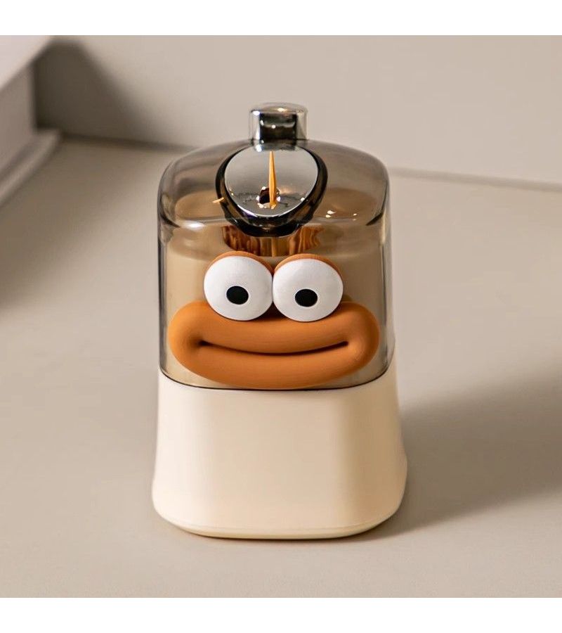 1 2 4 Pcs Fun Automatic Toothpick Dispenser Creative Cartoon Design Plastic Push Down Toothpick Holder Big Eye Style Suitable For Household And Restaurant Use - Image 3