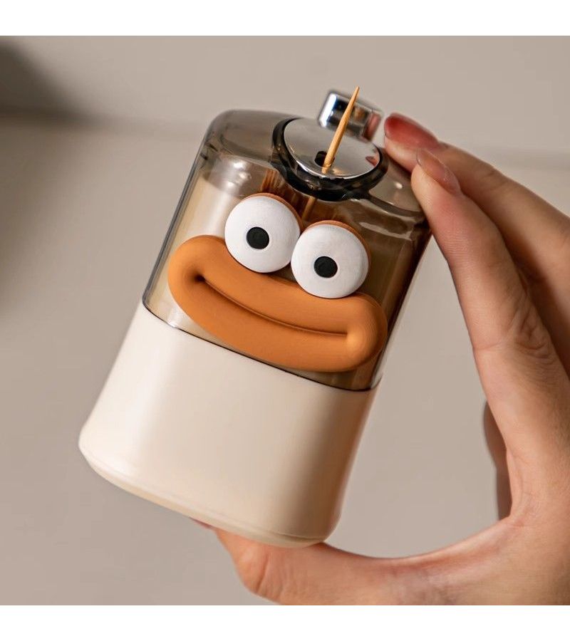 1 2 4 Pcs Fun Automatic Toothpick Dispenser Creative Cartoon Design Plastic Push Down Toothpick Holder Big Eye Style Suitable For Household And Restaurant Use - Image 2