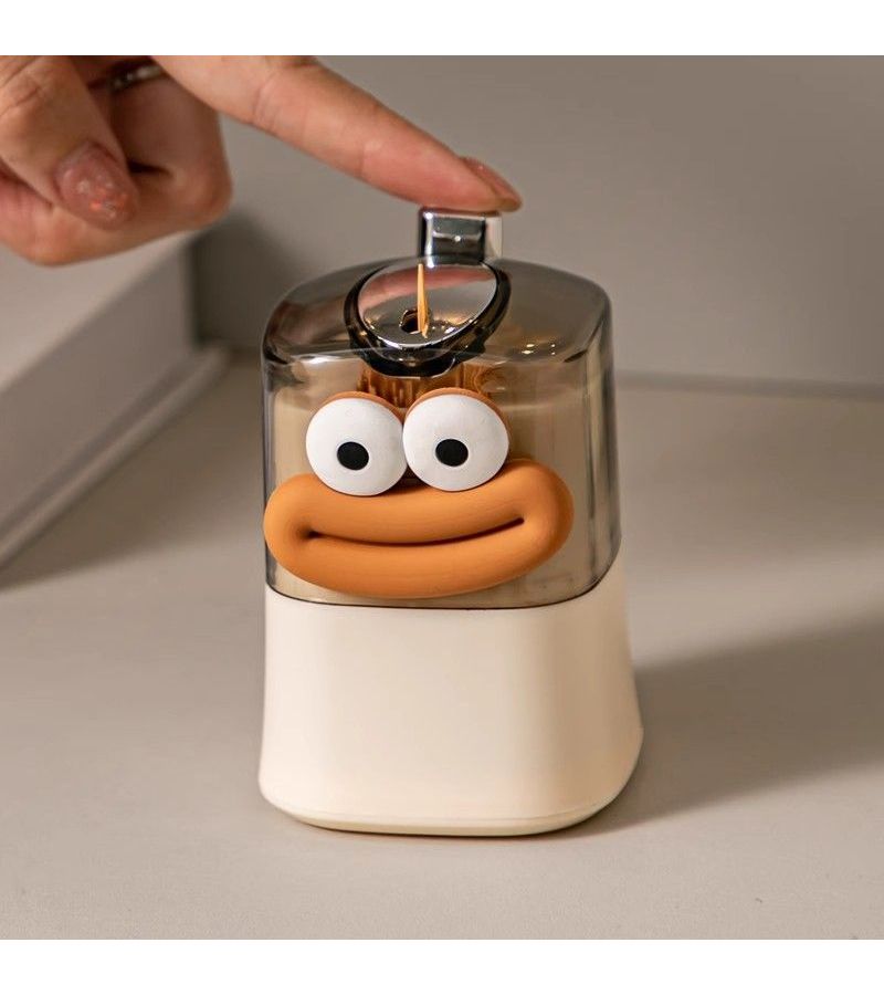 1 2 4 Pcs Fun Automatic Toothpick Dispenser Creative Cartoon Design Plastic Push Down Toothpick Holder Big Eye Style Suitable For Household And Restaurant Use - Image 4