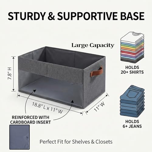 BESWILL 4 Pack Large Capacity Closet Storage bins Foldable Storage Bins for Shelves Large Fabric Closet Organizers with Handles for Clothing Toys Books Shelves - Image 3