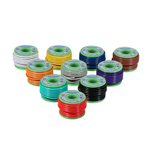 BNTECHGO 18 Gauge PVC 1007 Solid Electric Wire Kit 10 Color Each 20 ft 18 AWG 1007 Hook Up Tinned Copper Wire - Image 1