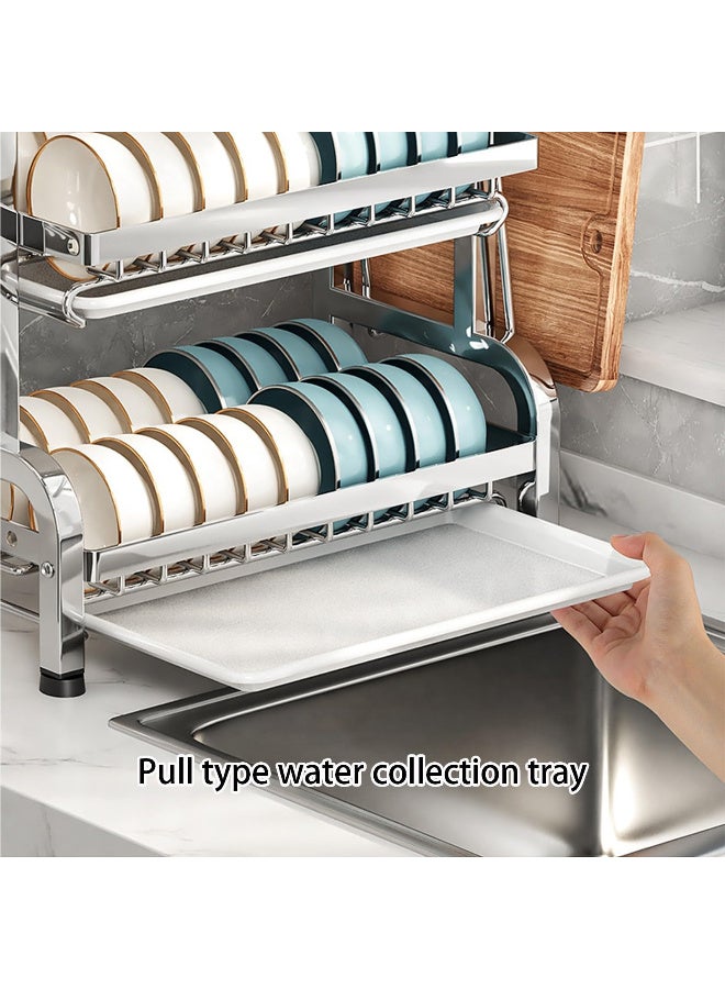 ZERIFAM 3 Tier Dish Drying Rack,Stainless Steel Dish Drying Rack, Expandable Multifunctional Dish Drainer with Utensil Holder, Large Capacity Space Saving Storage for Kitchen, Counter, Home - Image 3