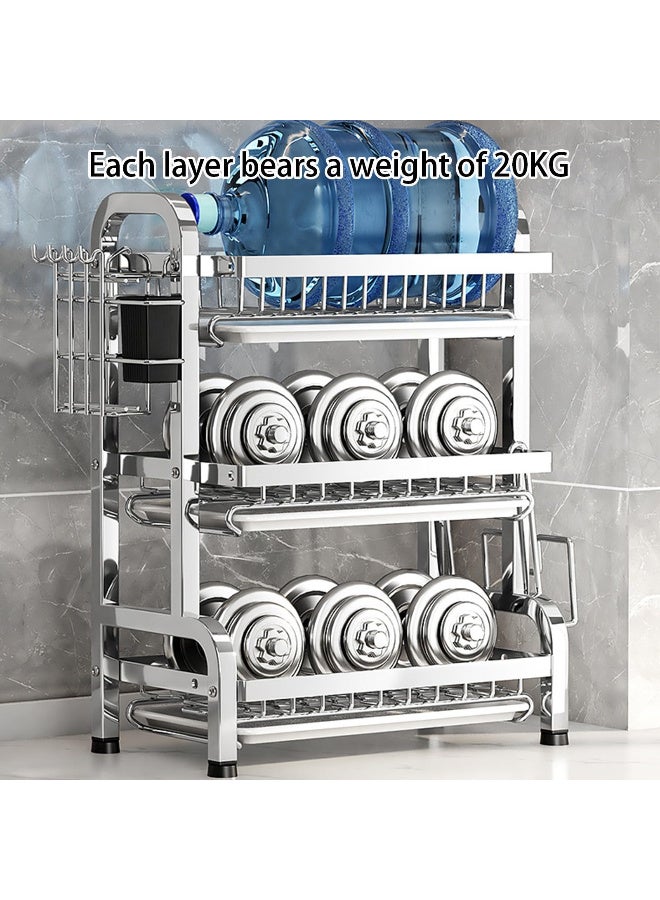 ZERIFAM 3 Tier Dish Drying Rack,Stainless Steel Dish Drying Rack, Expandable Multifunctional Dish Drainer with Utensil Holder, Large Capacity Space Saving Storage for Kitchen, Counter, Home - Image 4