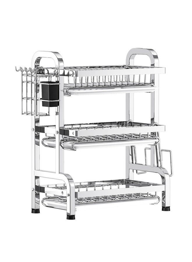 ZERIFAM 3 Tier Dish Drying Rack,Stainless Steel Dish Drying Rack, Expandable Multifunctional Dish Drainer with Utensil Holder, Large Capacity Space Saving Storage for Kitchen, Counter, Home - Image 2