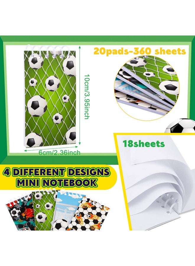 Meanplan 20 Pcs Sports Mini Notepads Sports Party Favors Soccer Notebook Spiral Journal Soccer Notepads Bulk For Teacher Classroom Reward Supply Sports Birthday Party Supplies For Teens Kids (Soccer Style) - Image 3