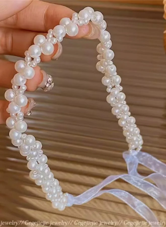 تايك تو Embellished Faux Pearl Hair Tie