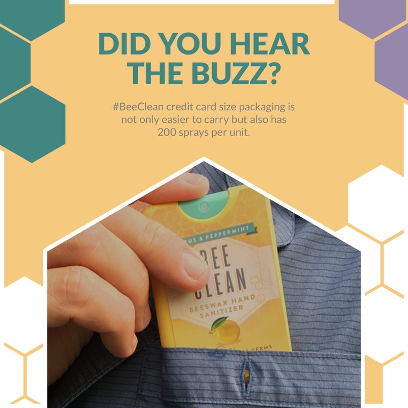 Bee Clean Organic Beeswax Hand Sanitizer Pocket Spray (2 Lavender Oil and 2 Citrus & Peppermint- Combo) - Image 4