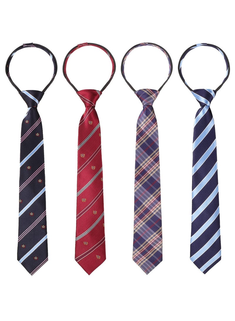 4 Pcs Adjustable Zipper Ties for Boys, Perfect for Kids Aged 6-12 Years - Ideal for Weddings, Graduations, School Uniforms, and Special Events.  - Image 1