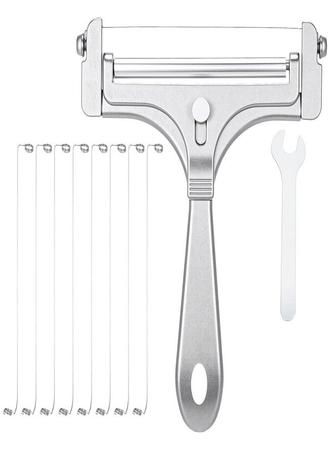 Elegaperma Wire Cheese Cutter Slicer with 8 Replacement Wires & Wrench, Adjustable Cheese Slicer, Rolling Cheeses Slicer for Block Butter Cutter Kitchen Slicing Tools - Image 1