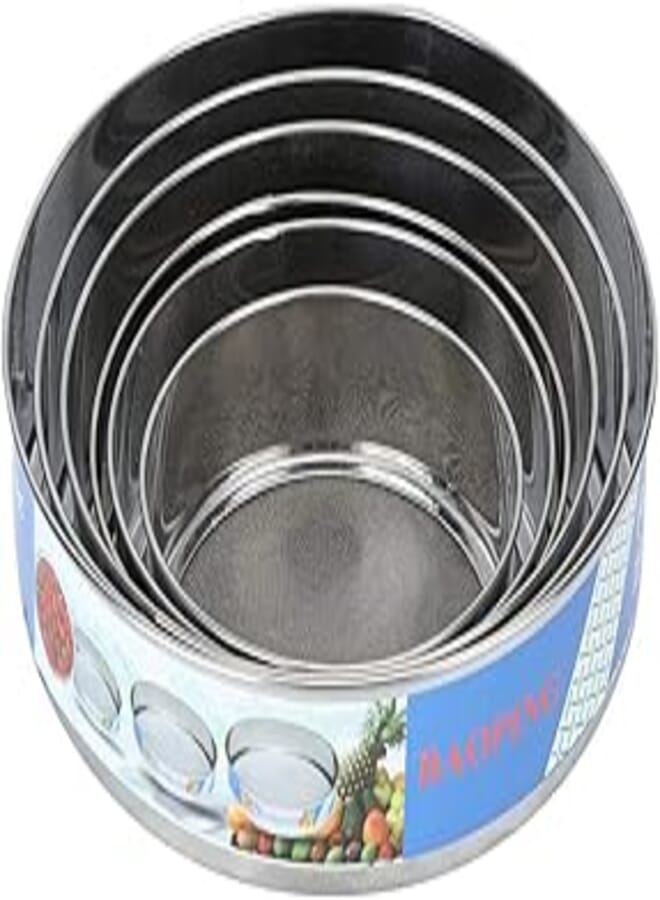 Flour Sieve Round Flour Sieve Set with Mesh Stainless Steel Rust Proof Premium Quality Fine Mesh for Baking Round Flour Sieve Strainer Professional