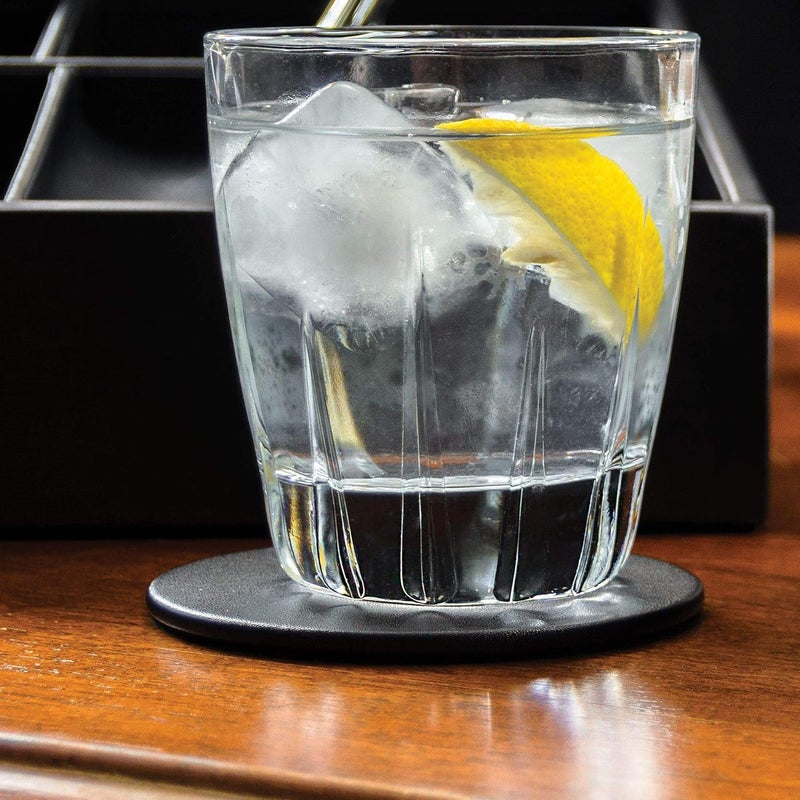 Dacasso كوستر دائري من الجلد الصناعي الأسود من دكاسو - Image 2