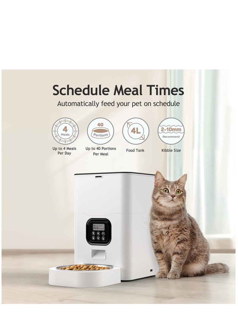 Arabest Automatic Cat Feeders - Automatic Pet Feeders for Cats and Dogs, Dry Food Dispenser with Desiccant Bag, Timed Cat Feeder, Programmable Portion Size Control 4 Meals Per Day, 10s Voice Recorder  - Image 2