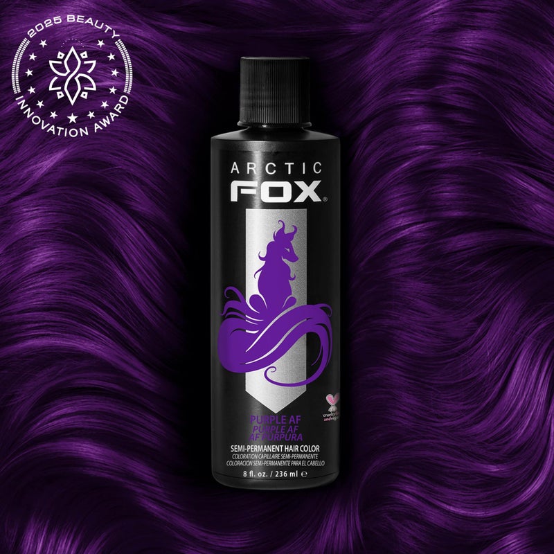 ARCTIC FOX صبغة شعر أركتيك فوكس شبه دائمة، نباتية وخالية من القسوة، مرطبة، خالية من الأمونيا، تدوم طويلاً، بنفسجي AF، لجميع أنواع الشعر، 8 أونصة سائلة (عبوة من 2)  - Image 2