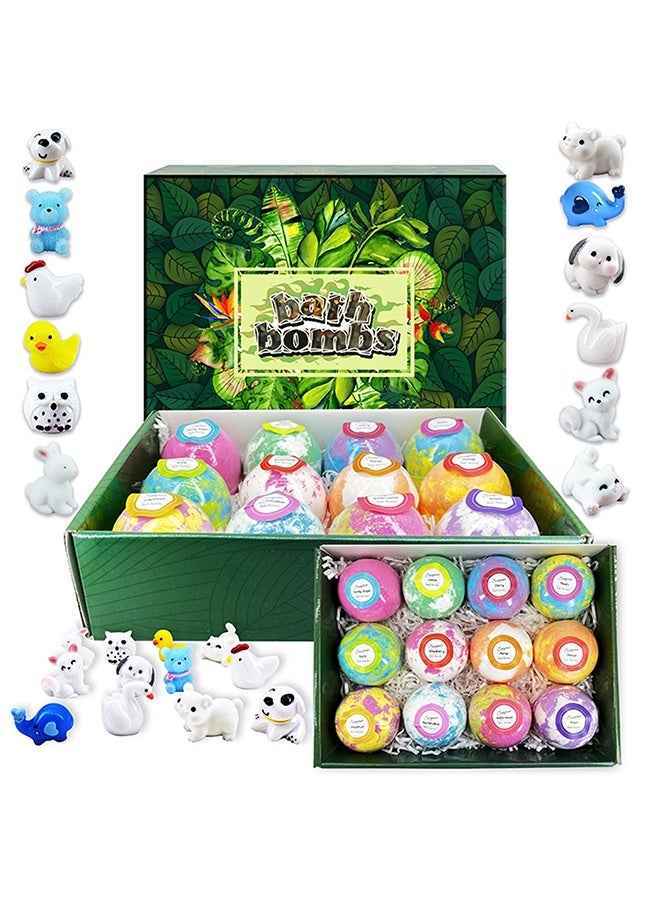 Beauenty Bath Bombs for Kids with Toys Inside - Set of 12 Bubble Bath Fizzies with Jungle Animal Toys. Gentle and Kids Safe Spa Bath Fizz Balls Kit. Birthday Gifts for Boys, Girls - Image 1