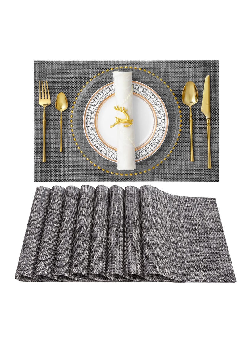 هومستر بلاسيمات 8PCS, مقاوم للحرارة بلاسيمات من الفينيل المنسج, غير قابل للزلق PVC الجدول مات, طاولة بلاستيكية لجداول الطعام, طاولة مطبخ 30x45 سم رمادي داكن - Image 1