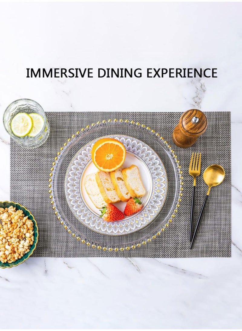 هومستر بلاسيمات 8PCS, مقاوم للحرارة بلاسيمات من الفينيل المنسج, غير قابل للزلق PVC الجدول مات, طاولة بلاستيكية لجداول الطعام, طاولة مطبخ 30x45 سم رمادي داكن - Image 5