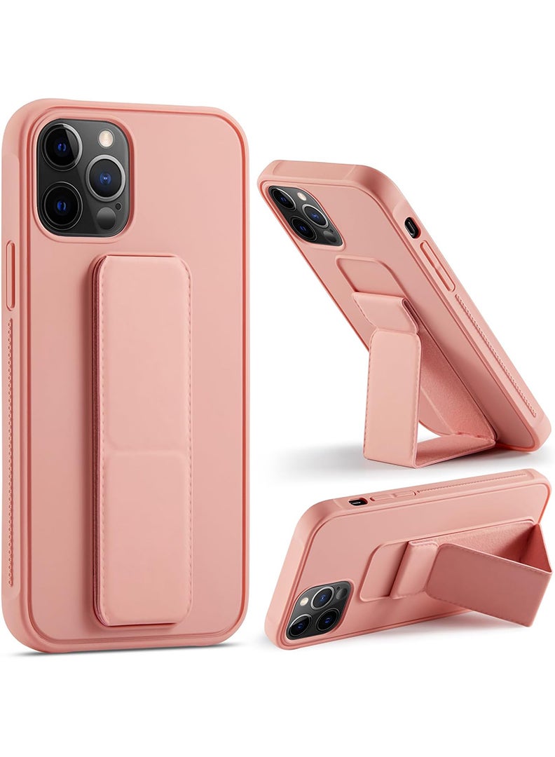 Case Up Compatible with Apple iPhone 14 Pro Case with Magnetic Stand & Holder, Premium Silicone Finger Grip Strap Holder Case Car Mount Kickstand Cover- Pink - Image 1